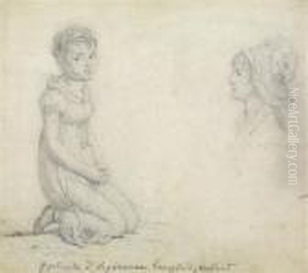 Portrait D'esperance Langlois Enfant Oil Painting by Jean-Baptiste Isabey