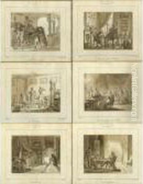 La Vie De L'homme Du Monde; A Series Of Twelve Scenes Of The Times Of The Day. Oil Painting by Jean Baptiste Isabey