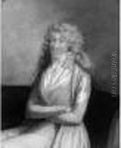 Portrait D'une Femme Assise Les Bras Croises Oil Painting by Jean Baptiste Isabey