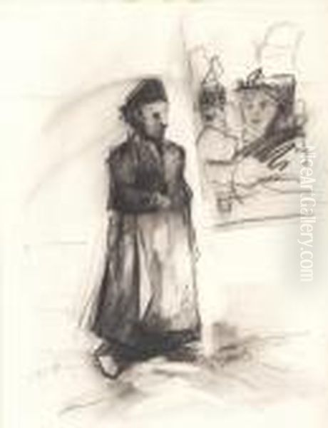 Outside The Pub Oil Painting by Isaac Lazarus Israels
