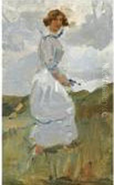 A Lady In The Dunes Oil Painting by Isaac Lazarus Israels