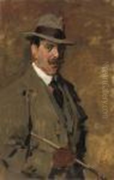 Portrait Of A Gentleman Holding A Riding-crop Oil Painting by Isaac Lazarus Israels