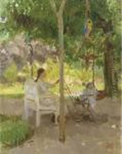 Kinderjuffrouw In De Diergaarde, Den Haag Oil Painting by Isaac Israels