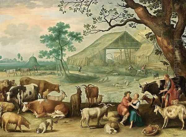 Landscape with Amorous Shepherds Oil Painting by Willem van, the Younger Nieulandt