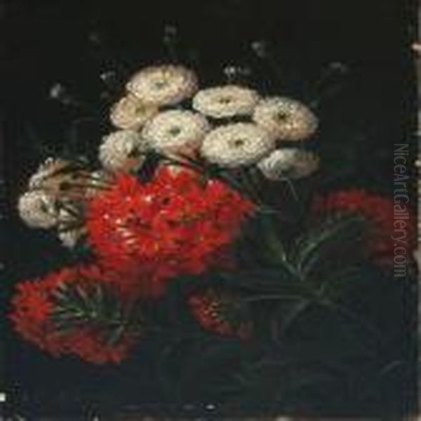 Still Life With Flowers Oil Painting by I.L. Jensen