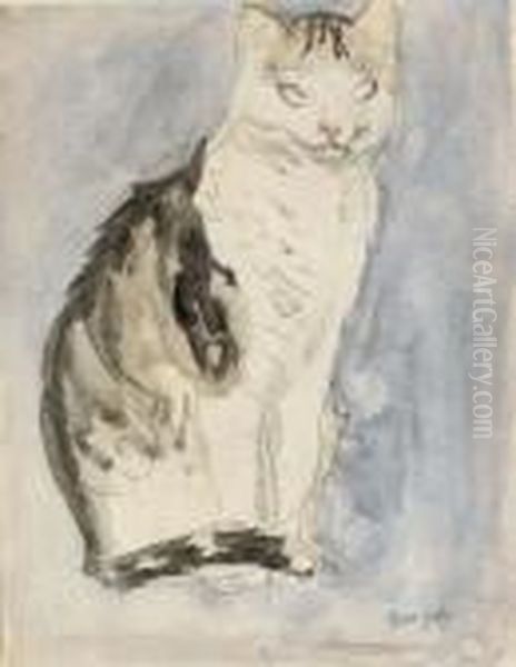 Study Of A Cat Oil Painting by Gwendolen John