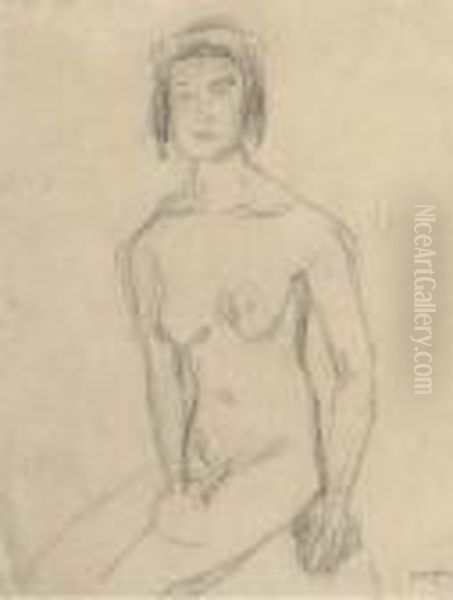 Seated Female Nude Oil Painting by Gwendolen John