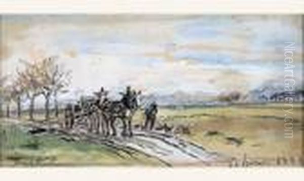 Charrette Sur Un Chemin Oil Painting by Johan Barthold Jongkind