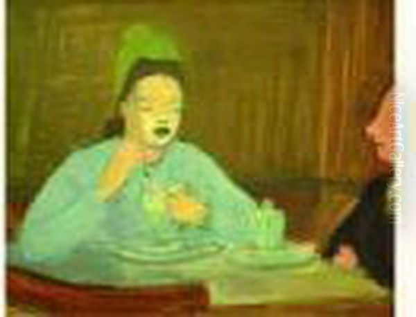 Nora Kaars Attablee Oil Painting by Georges Kars