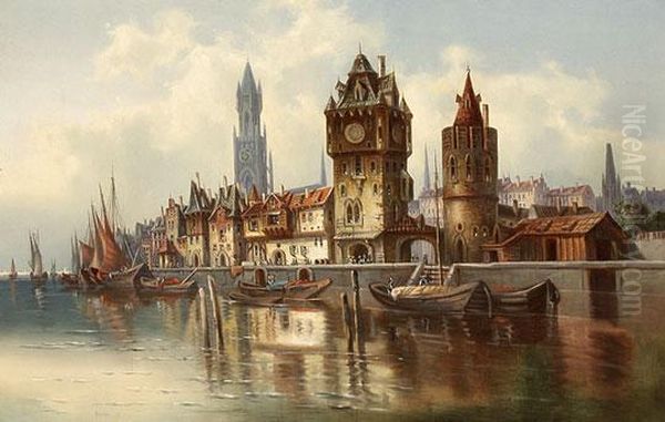 Tengerparti Varos Oil Painting by Karl Kaufmann