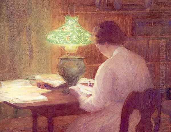 The Evening Lamp 1912 Oil Painting by Mina Fonda Ochtman