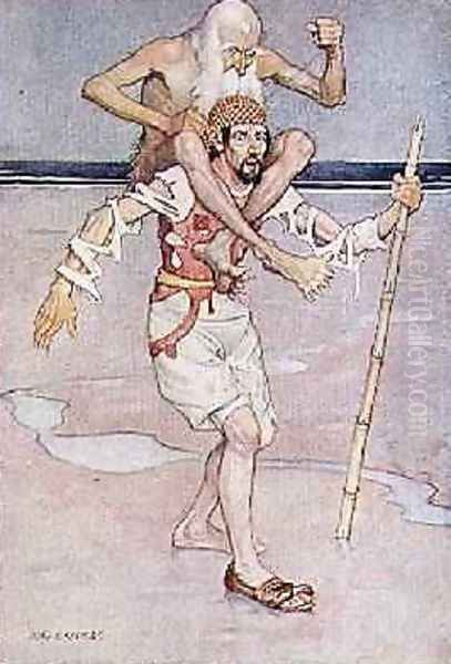 The Old Man of the Sea from The Worlds Fairy Tale Book, pub. by G. Harrap & Co. Ltd., London Oil Painting by Monro Scott Orr