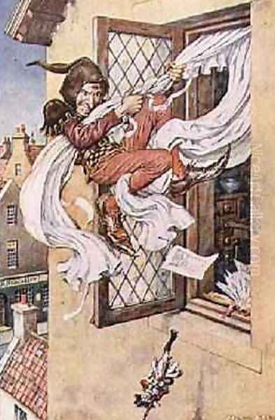 All at Once the Window Flew Open from The Worlds Fairy Book, pub. by G. Harrad & Co. Ltd, London Oil Painting by Monro Scott Orr