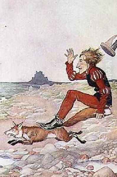 Away They Went Over Stock and Stave from The Worlds Fairy Tale Book pub. by G. Harrap and Co. Ltd., London Oil Painting by Monro Scott Orr