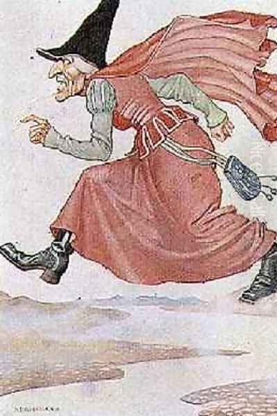 She Went an Hours Walk with Every Stride, illustration to a story from The Worlds Fairy Tale Book, pub. by G. Harrap and Co. Ltd., London Oil Painting by Monro Scott Orr