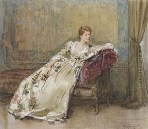 A Lady Resting On A Day Bed Oil Painting by George Goodwin Kilburne
