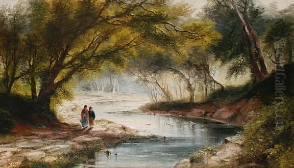 Woodland Scene Oil Painting by S.L. Kilpack