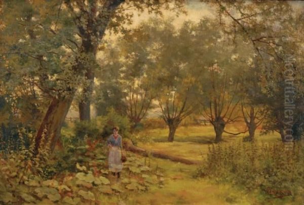 'homewards'. Signerad. Duk, 40x60 Oil Painting by Henry John Yeend King