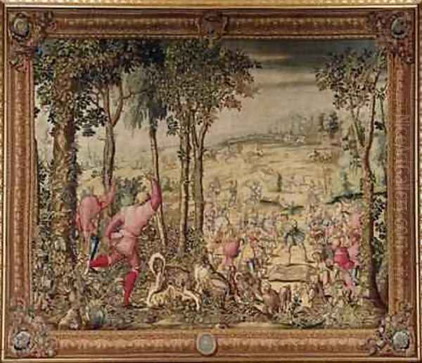 The Hunts of Maximilian Scorpio The Stag Hunt The Rush for the Spoils Oil Painting by Orley, Bernard van