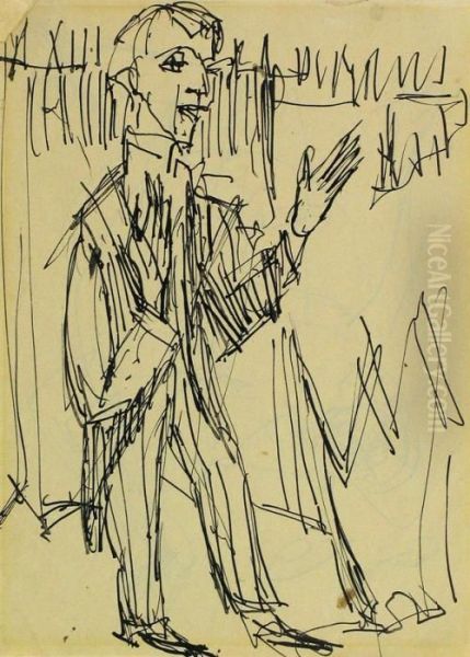 Gestikulierender Besucher Im Gehrock Oil Painting by Ernst Ludwig Kirchner