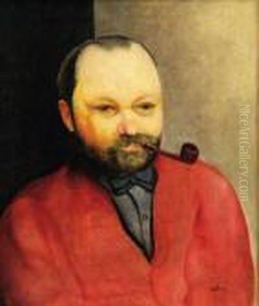 Homme En Rouge Oil Painting by Jean Kisling