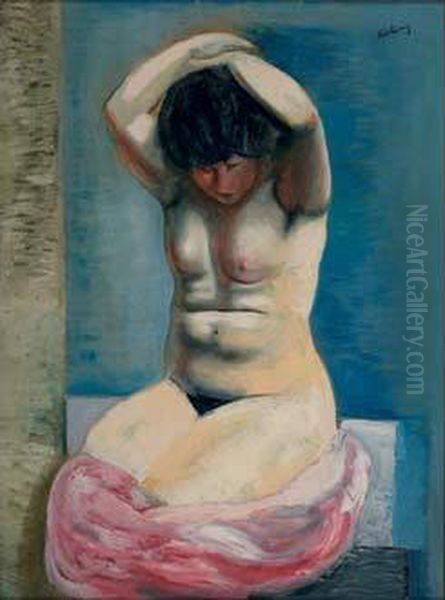 Nu Aux Bras Leves Oil Painting by Jean Kisling