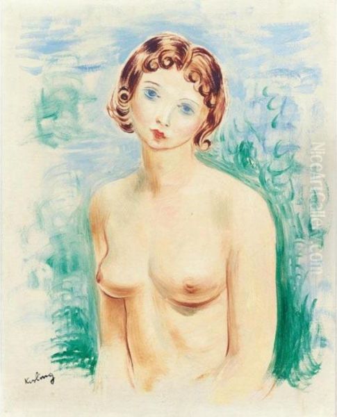 Jeune Fille Au Buste Nu Oil Painting by Moise Kisling