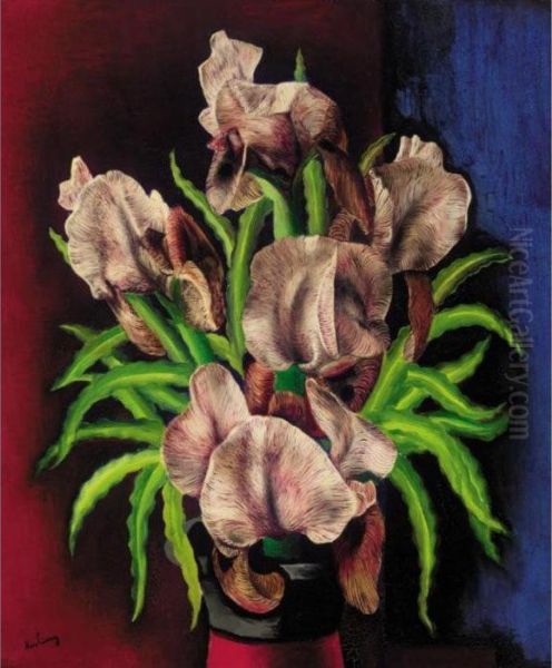 Vase De Fleurs Oil Painting by Moise Kisling