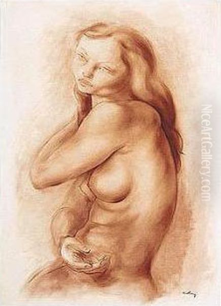 Buste Nu Assis Oil Painting by Moise Kisling