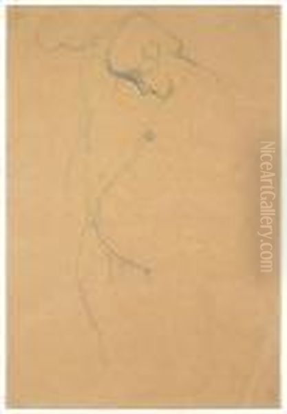 Schwangere Mit Mann Im Umriss Angedeutet Oil Painting by Gustav Klimt