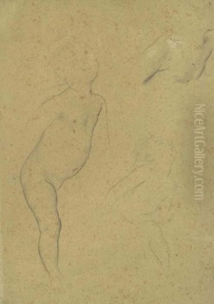 Standing And Seated Child Facing Right Oil Painting by Gustav Klimt