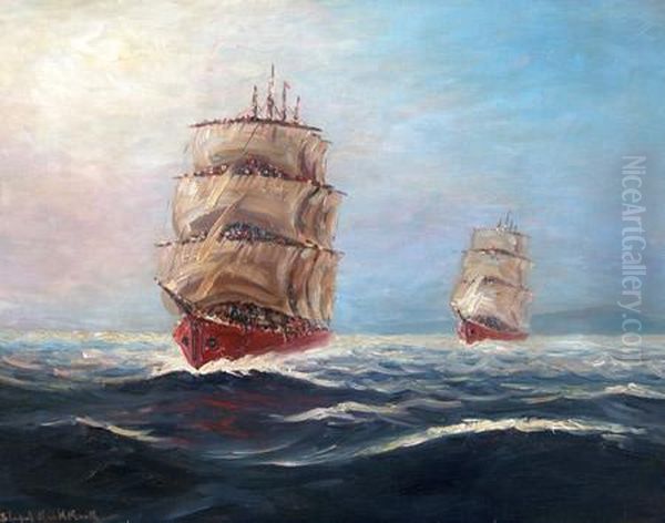 Fragatas En Alta Mar Oil Painting by Stephen Koek Koek