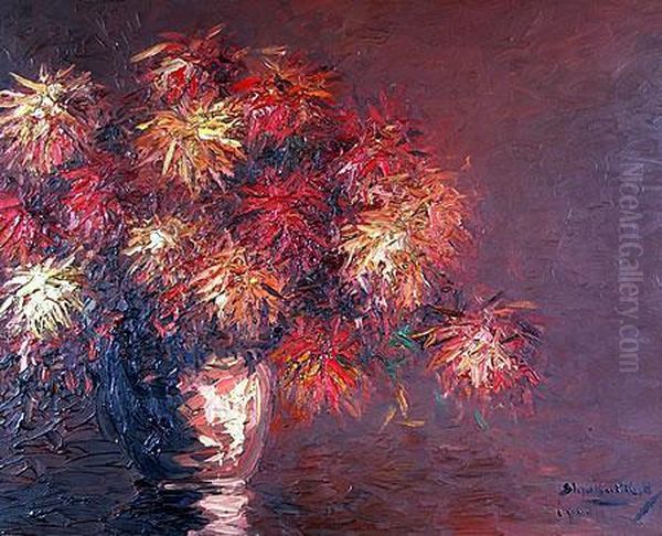 Crisantemos Oil Painting by Stephen Koek Koek