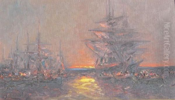 Desembarco Al Atardecer Oil Painting by Stephen Koek Koek