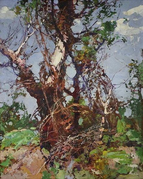 Trees Oil Painting by Stepan Feodorovich Kolesnikov