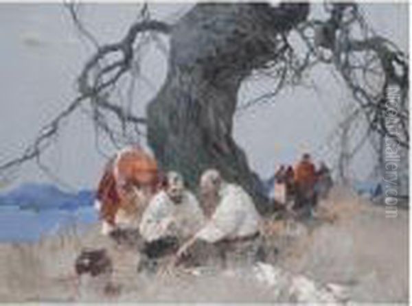 The Harvesters Oil Painting by Stepan Feodorovich Kolesnikov