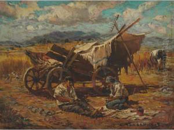 Na Senokose (harvested Field) Oil Painting by Stepan Feodorovich Kolesnikov