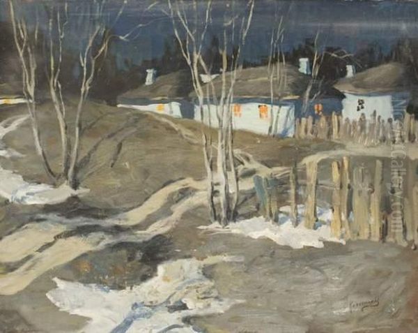 Maisons Dans La Nuit Oil Painting by Stepan Feodorovich Kolesnikov
