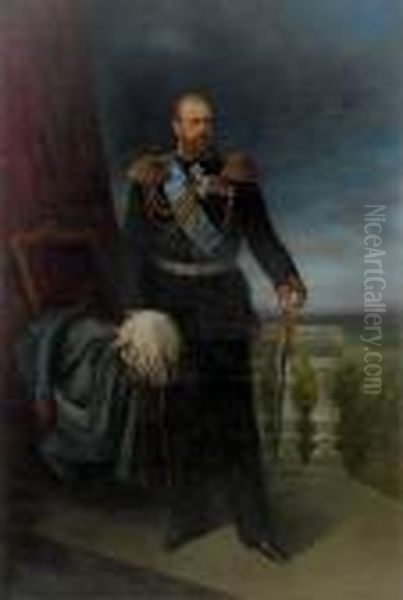 Portrait Of Emperor Alexander Iii Oil Painting by Stepan Feodorovich Kolesnikov
