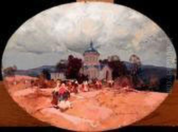 Russian Village Oil Painting by Stepan Feodorovich Kolesnikov