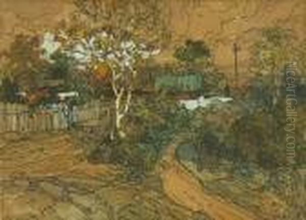 Fedorovich The Route To The Village Oil Painting by Stepan Feodorovich Kolesnikov