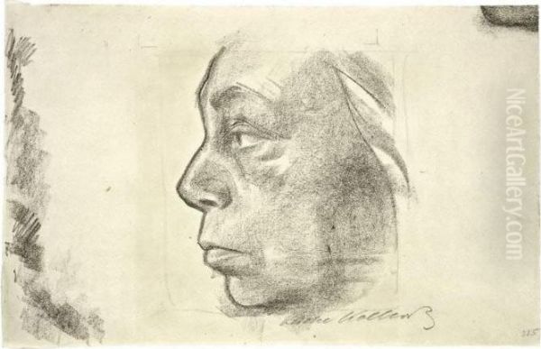 Selbstportrait Im Profil Oil Painting by Kathe Kollwitz