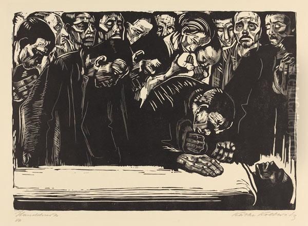 Gedenkblatt Fur Karl Liebknecht Oil Painting by Kathe Kollwitz