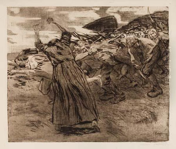 Losbruch Oil Painting by Kathe Kollwitz