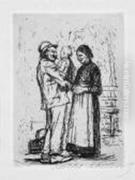 Begrussung Oil Painting by Kathe Kollwitz