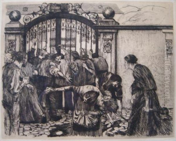 Sturm Plate 5 From Ein Weberaufstand Oil Painting by Kathe Kollwitz