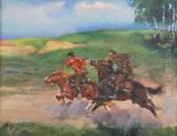 Pojedynek - Epizod Z Wojny Polsko-bolszewickiej Oil Painting by Jerzy Kossak