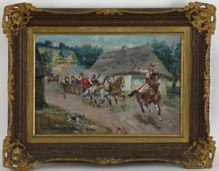 Attelage, Le Convoi Festif Oil Painting by Jerzy Kossak