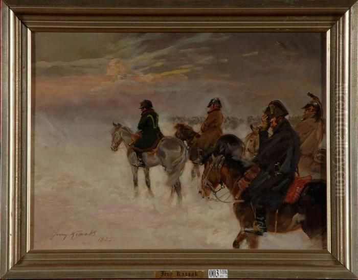 Napoleon Lors De La Campagne De Russie Oil Painting by Jerzy Kossak