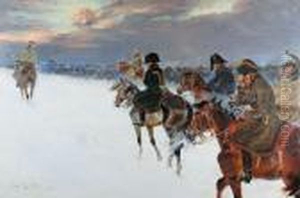 Wizja Napoleona W Trakcie Odwrotu Oil Painting by Jerzy Kossak
